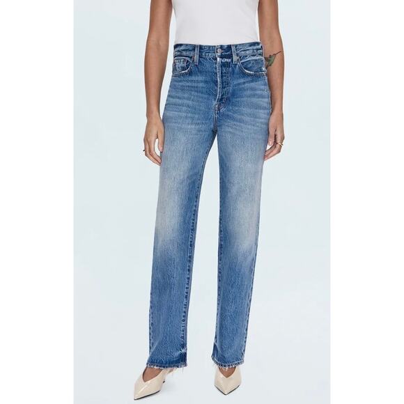 Pistola Cassie Super High Rise Straight Leg Blue Jeans Organic Cotton Stretch 24 - Picture 1 of 16